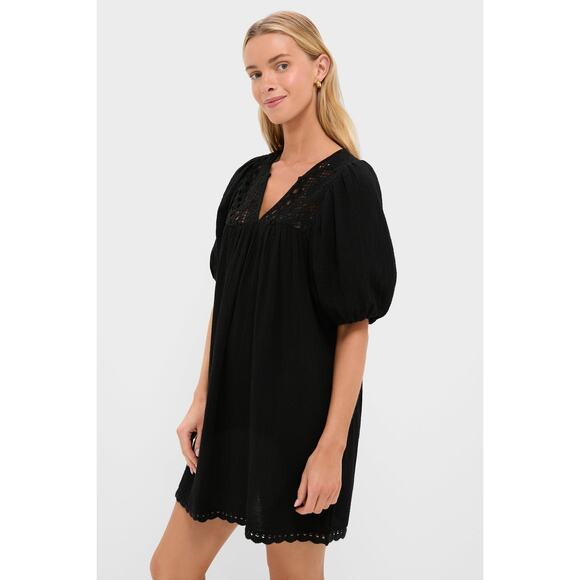 HYACINTH HOUSE Black Crochet Diana Mini Dress Size L NWT Retail $148 Tuckernuck - Picture 5 of 8